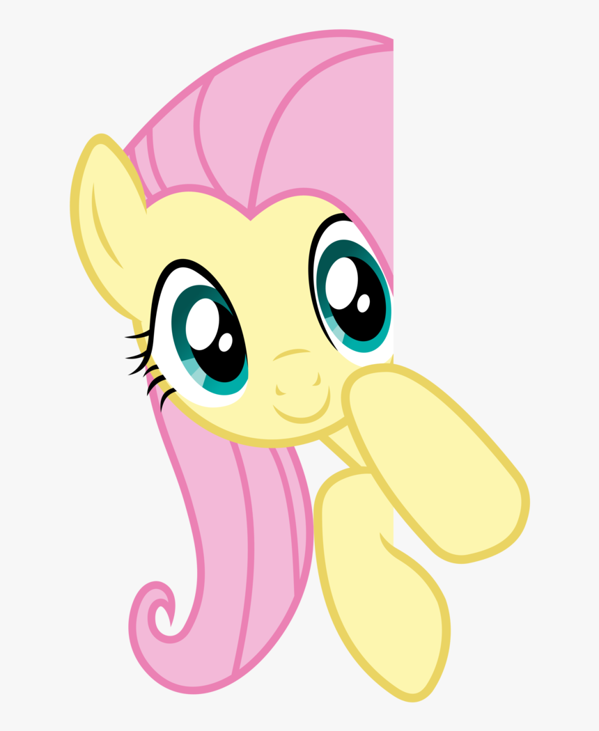 Fluttershy Pink Nose Cartoon Clip Art Fictional Character - My Little Pony Peeking, HD Png Download, Free Download