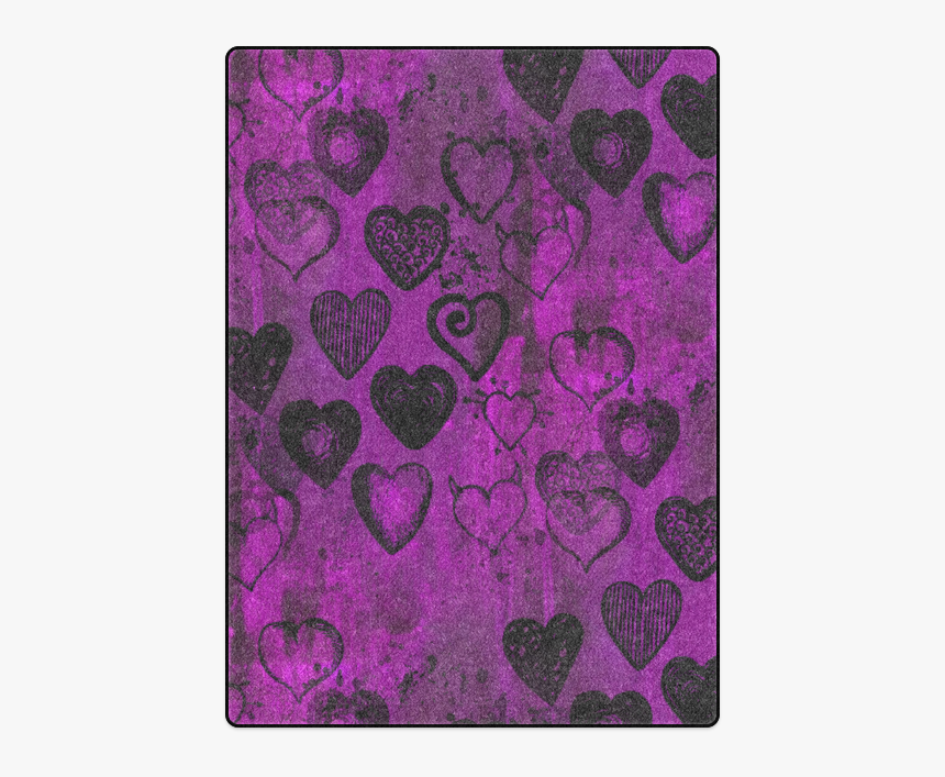 Grunge Purple Hearts Blanket 58"x80" - Motif, HD Png Download, Free Download