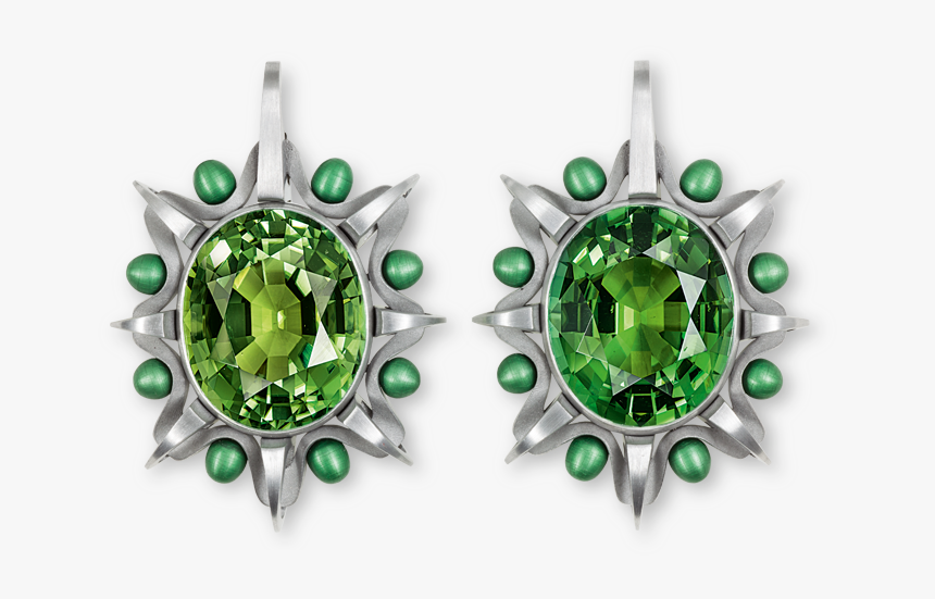 Handcrafted Hemmerle Earrings With Tourmalines Aluminium, HD Png Download, Free Download