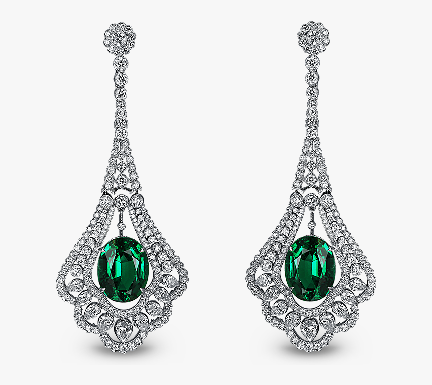 Emerald And Diamond Dangling Earrings, HD Png Download, Free Download