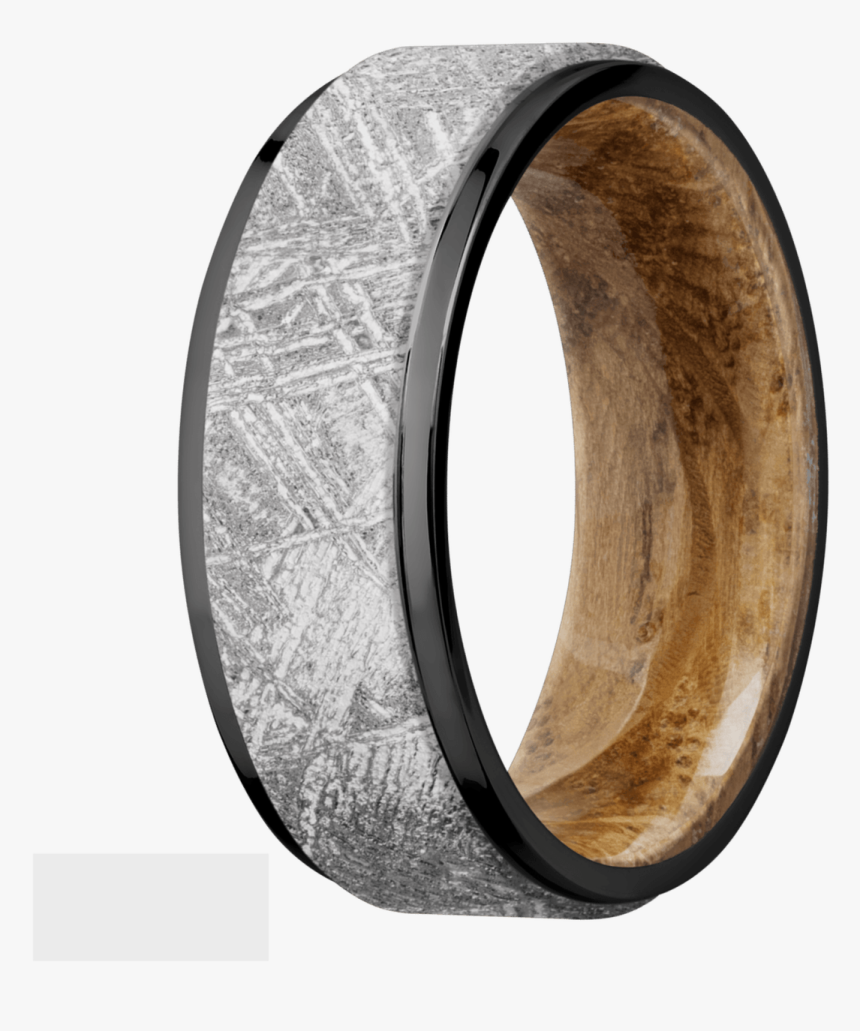 Men"s Black Zirconium Meteorite Ring With Wood Sleeve - Meteorite Mens Ring With Wood Sleeve, HD Png Download, Free Download