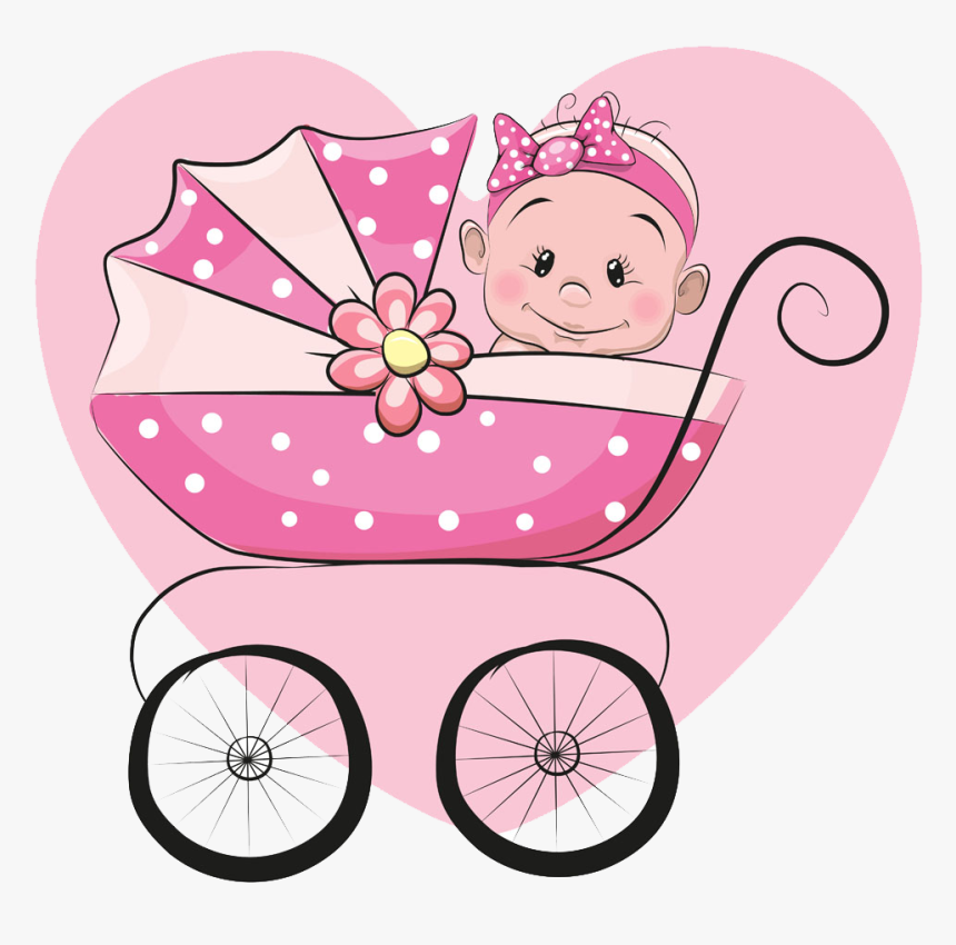 Baby Infant Cartoon Illustration Stroller Free Png - Baby In Stroller Cartoon, Transparent Png, Free Download