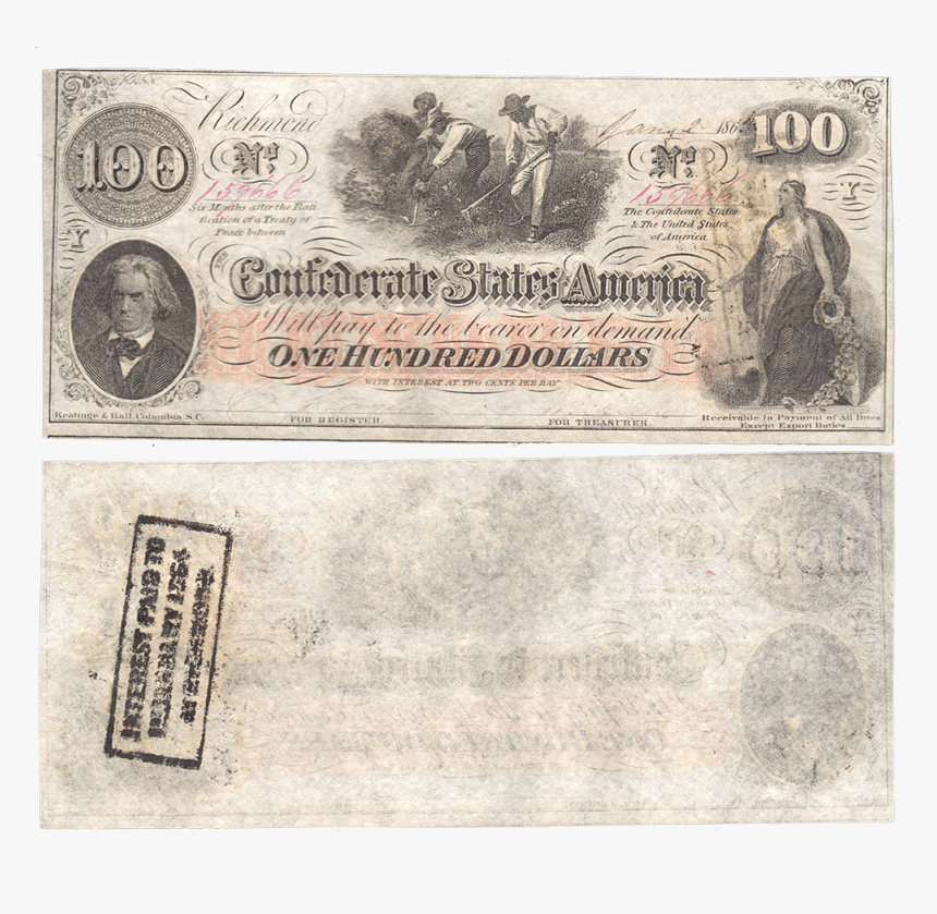 Pair Of T 41 Jan - Confederate Currency Front And Back, HD Png Download, Free Download