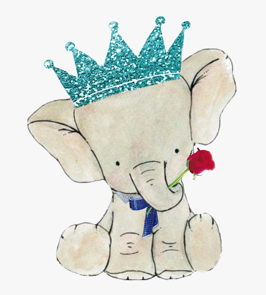 Drawn Crown Picsart Png - Cartoon Elephant With Crown, Transparent Png, Free Download