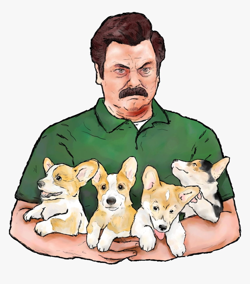 Ron Swanson Corgi, HD Png Download, Free Download