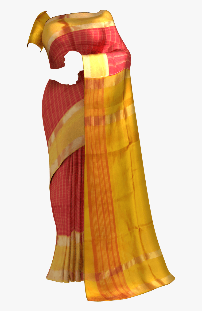 Red With Golden Yellow Border Mahanati Style Uppada - Uppada Sarees With Mahanati Checks, HD Png Download, Free Download