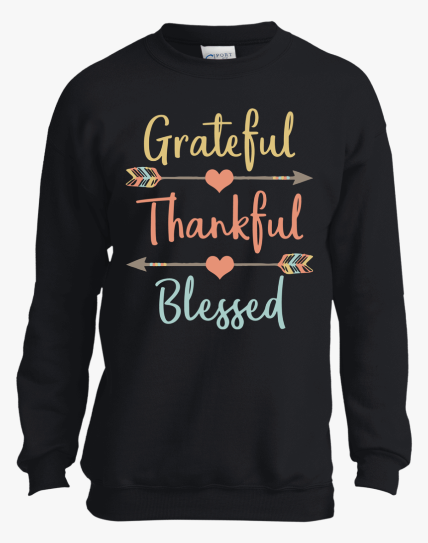 Grateful Thankful Blessed Shirt Thanksgiving Youth - Long-sleeved T-shirt, HD Png Download, Free Download
