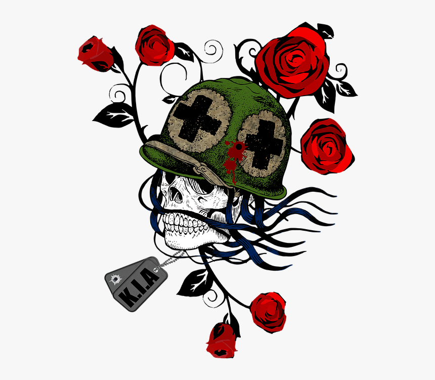 Skull, Skeleton, Dead, Death, Face, Fear, Danger - Rose Color And Skull Transparent, HD Png Download, Free Download