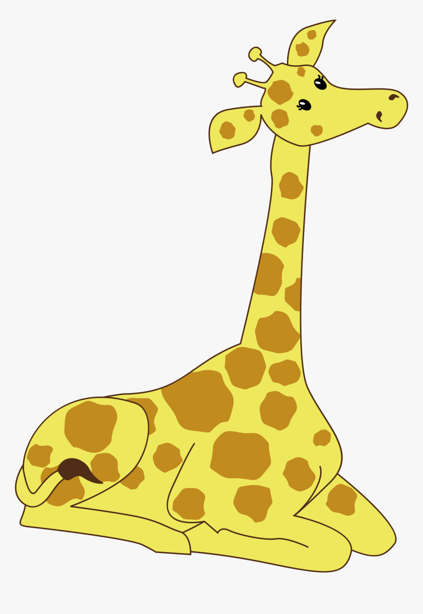 Kneeling Cartoon Giraffe Clip Arts - Giraffe Sitting Clipart, HD Png Download, Free Download