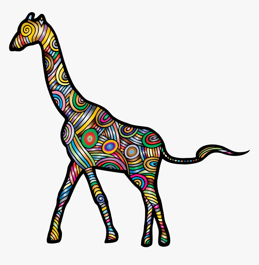 Chromatic Stylized Giraffe Clip Arts - South African Animal Drawing, HD Png Download, Free Download