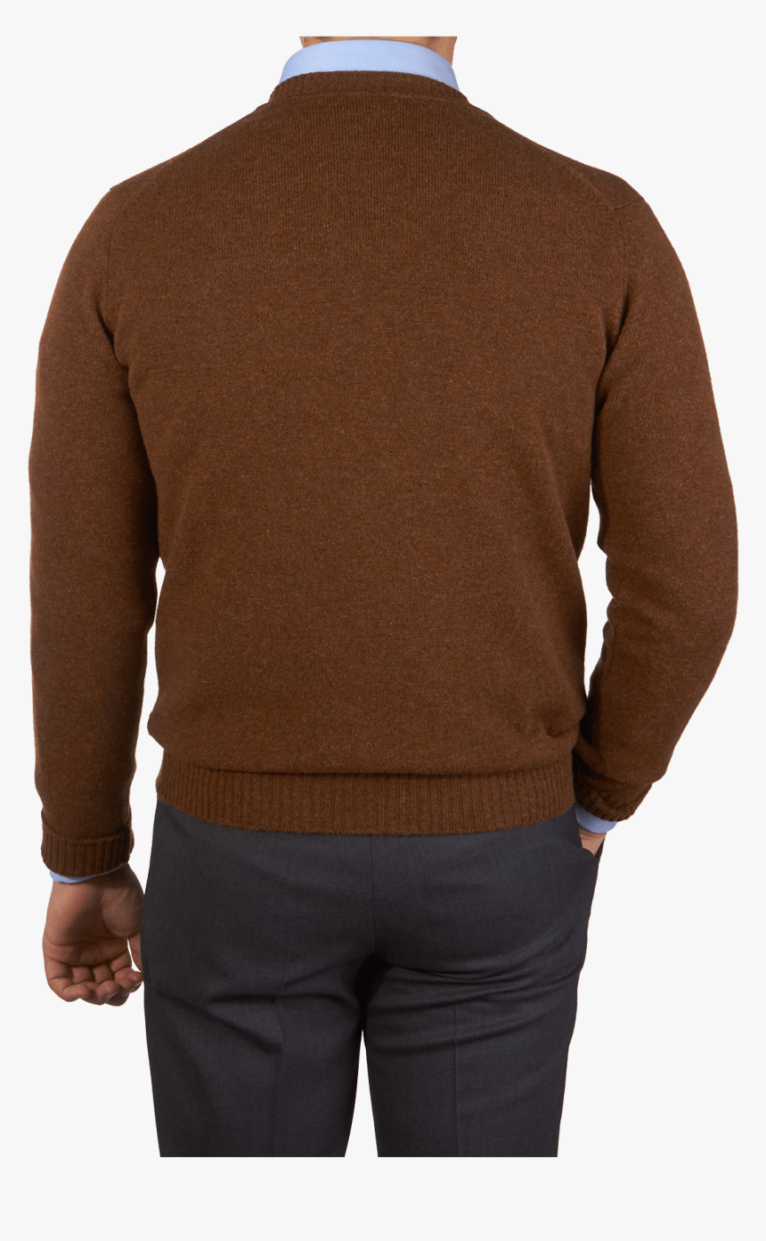 William Lockie Brown Crew-neck Lambswool Sweater Back - Sweater, HD Png Download, Free Download