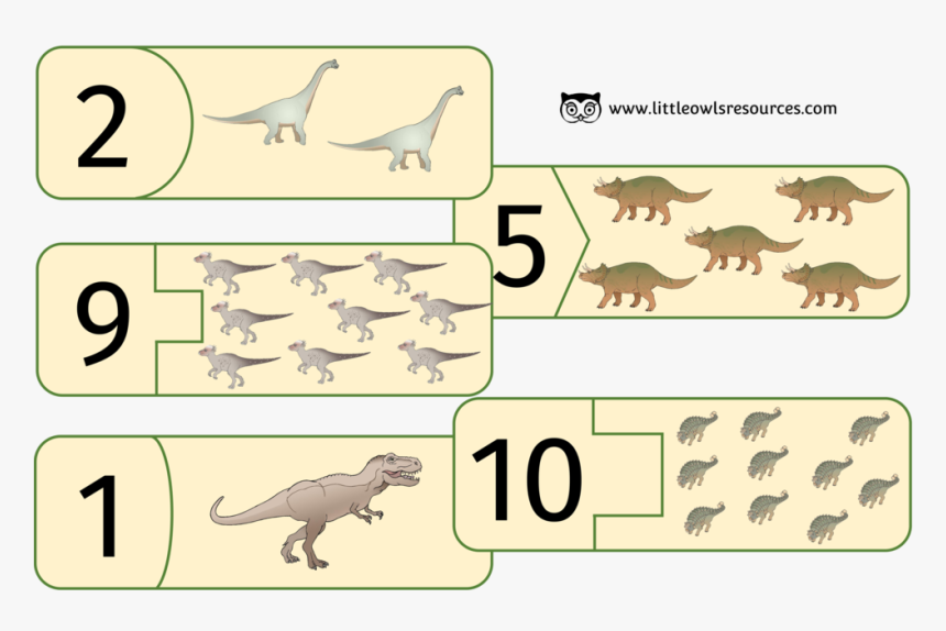 Dinosaur Counting Puzzles 1-10 - Cartoon, HD Png Download, Free Download