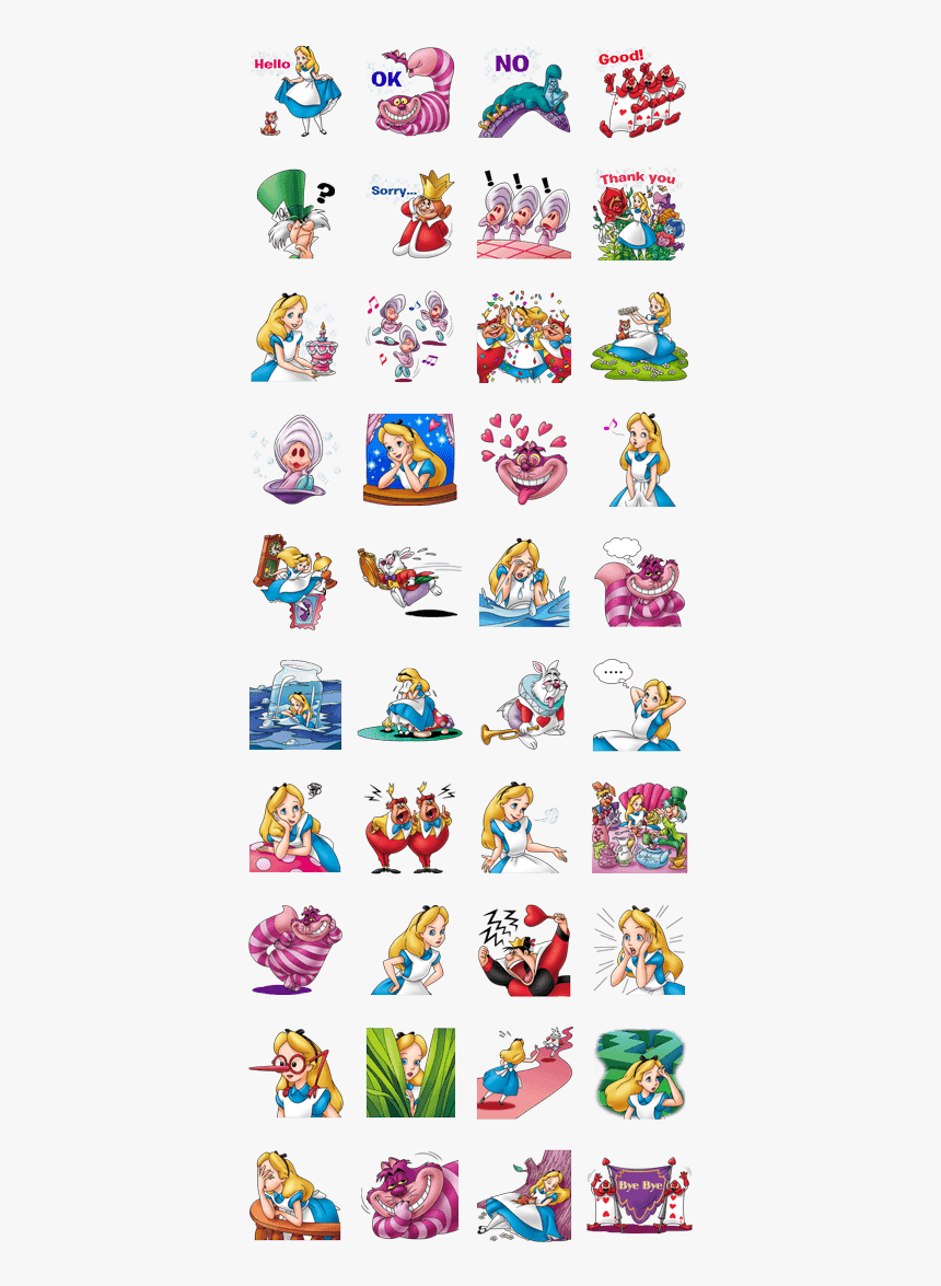 Alice In Wonderland Line Sticker Gif & Png Pack - Alice In Wonderland Printable Stickers, Transparent Png, Free Download