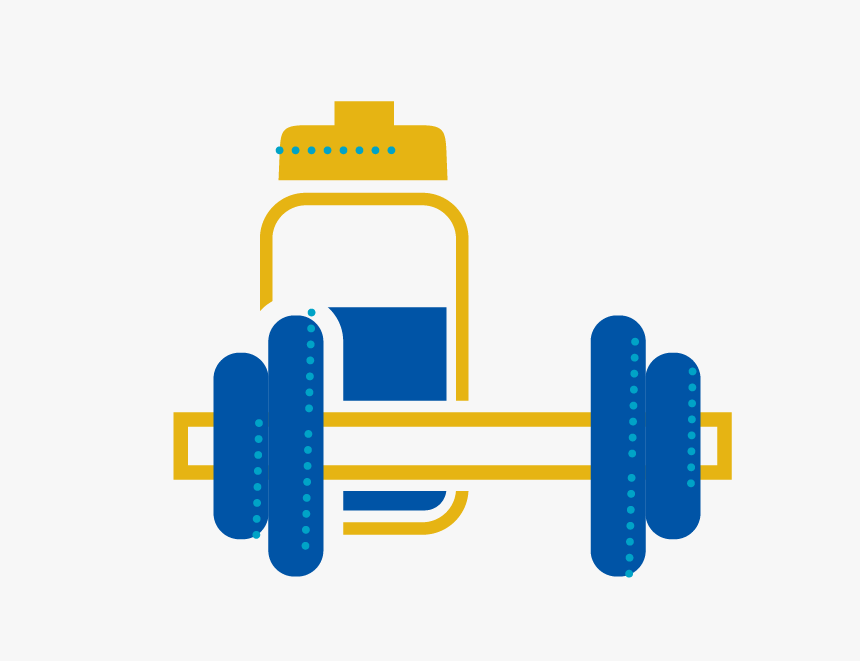 Blue And Yellow Icon Of A Dumbbell And Water Bottle, HD Png Download, Free Download