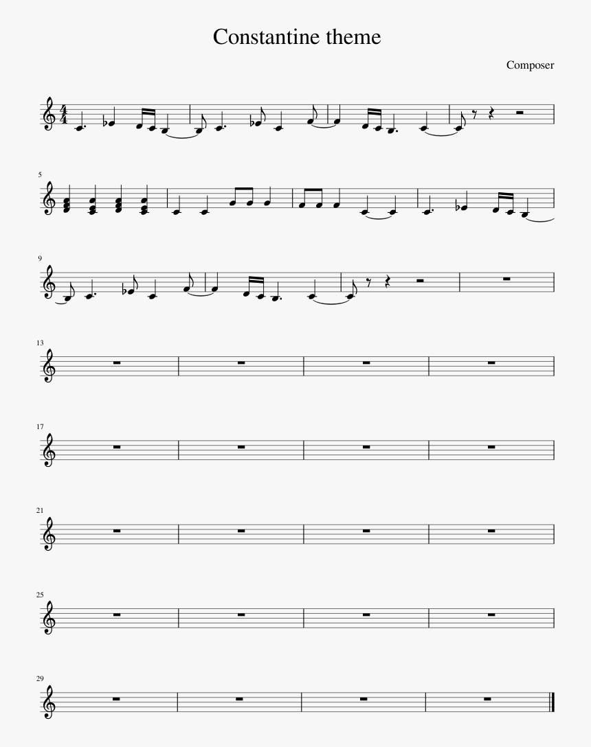Constantine Theme Sheet Music, HD Png Download, Free Download