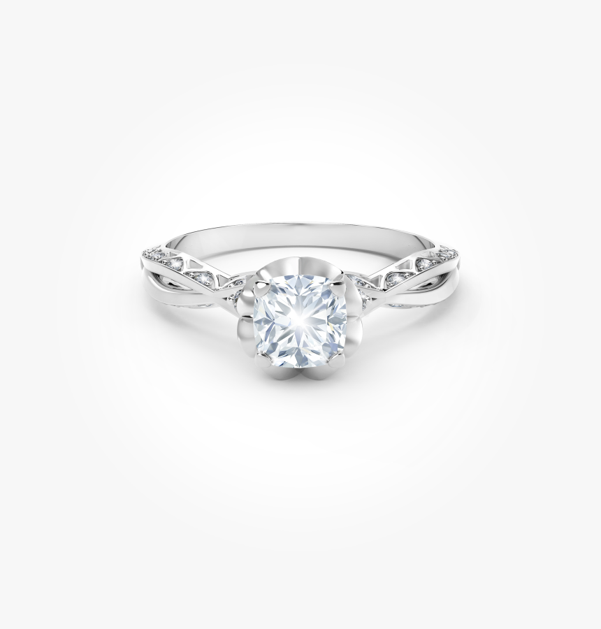 White Gold Halo Diamond And Moissanite Engagement Ring - Pre-engagement Ring, HD Png Download, Free Download