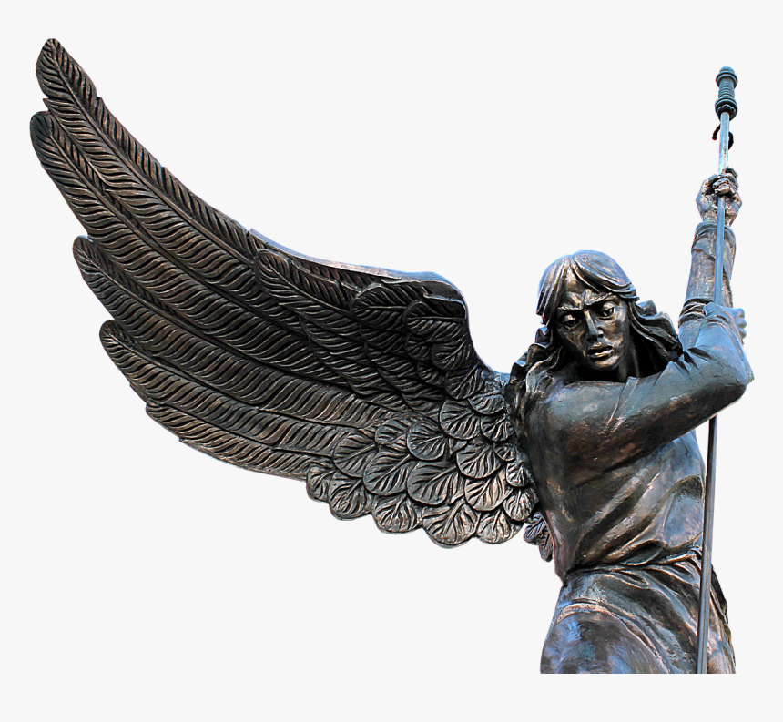 Angel, Wing, Spear, Bronze, Mystical, Female, Woman - Angel Statue With Spear, HD Png Download, Free Download