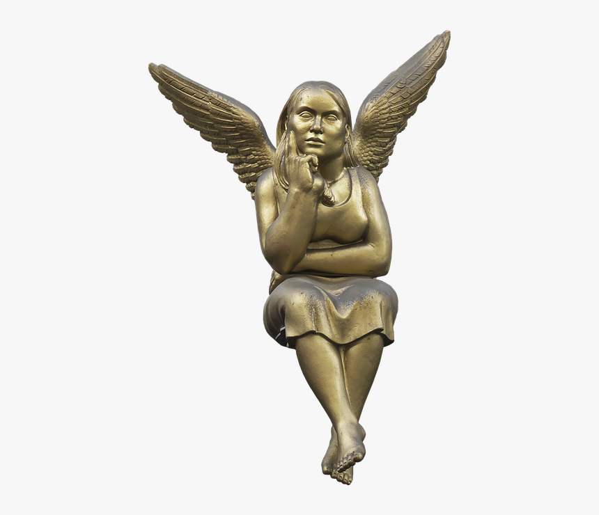 Angel, Bronze Statue, Sitting, Bronze, Figure - Angel Sculpture Sitting, HD Png Download, Free Download