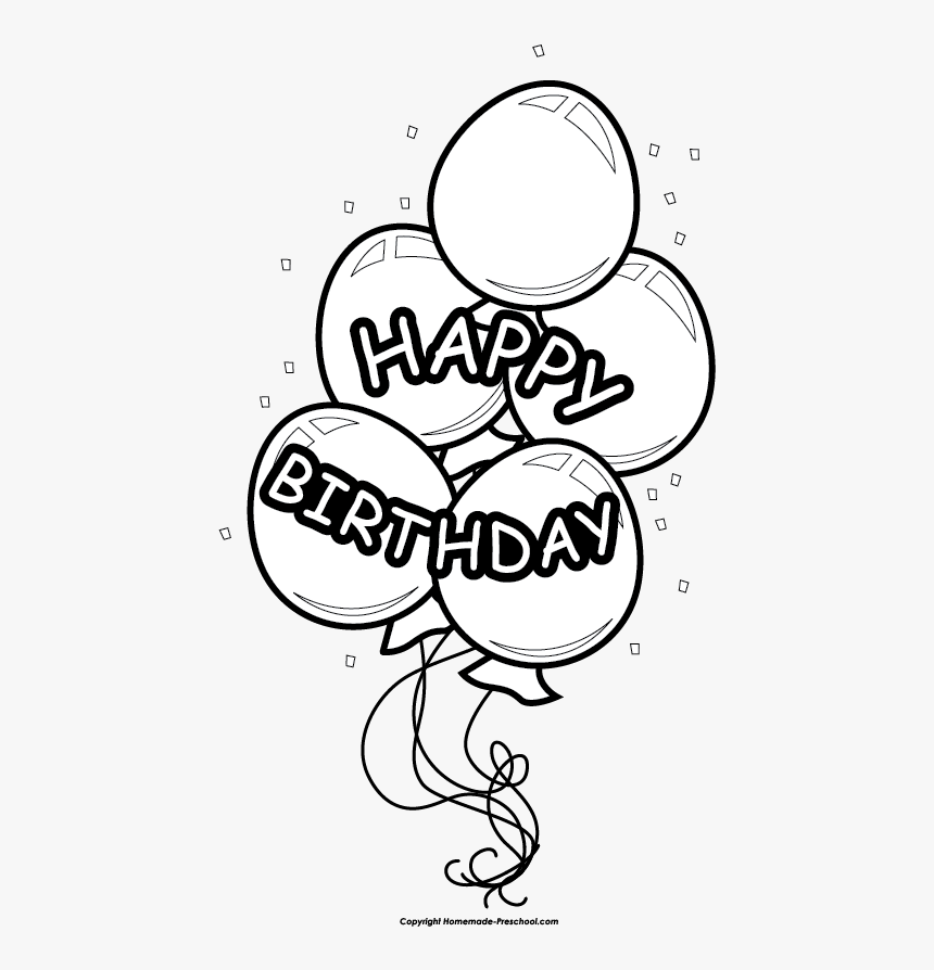 Free Happy Birthday Clipart Happy Birthday Balloon Clipart Black And White Hd Png Download Kindpng - happy birthday images hd free download roblox