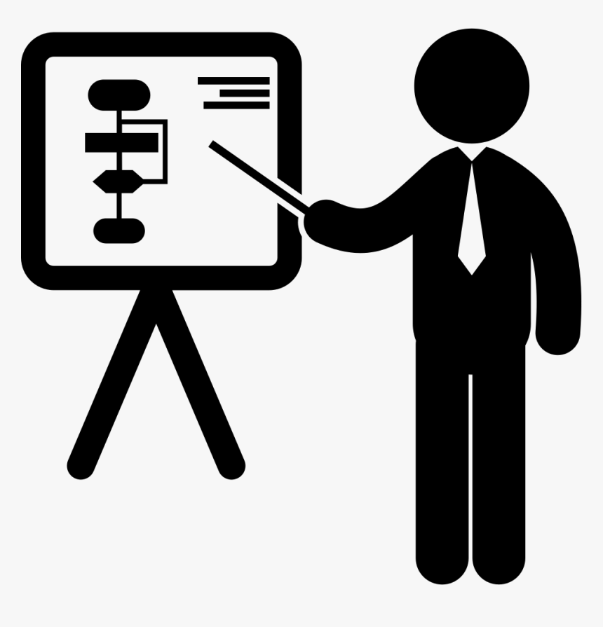 Businessman In A Presentation Pointing A Board With - Presentation Icon Png, Transparent Png, Free Download