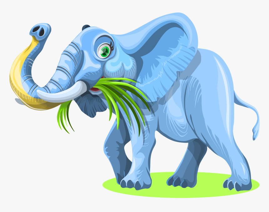 Transparent Elephant Drawing Png - Elephant Eating Grass Cartoon, Png Download, Free Download