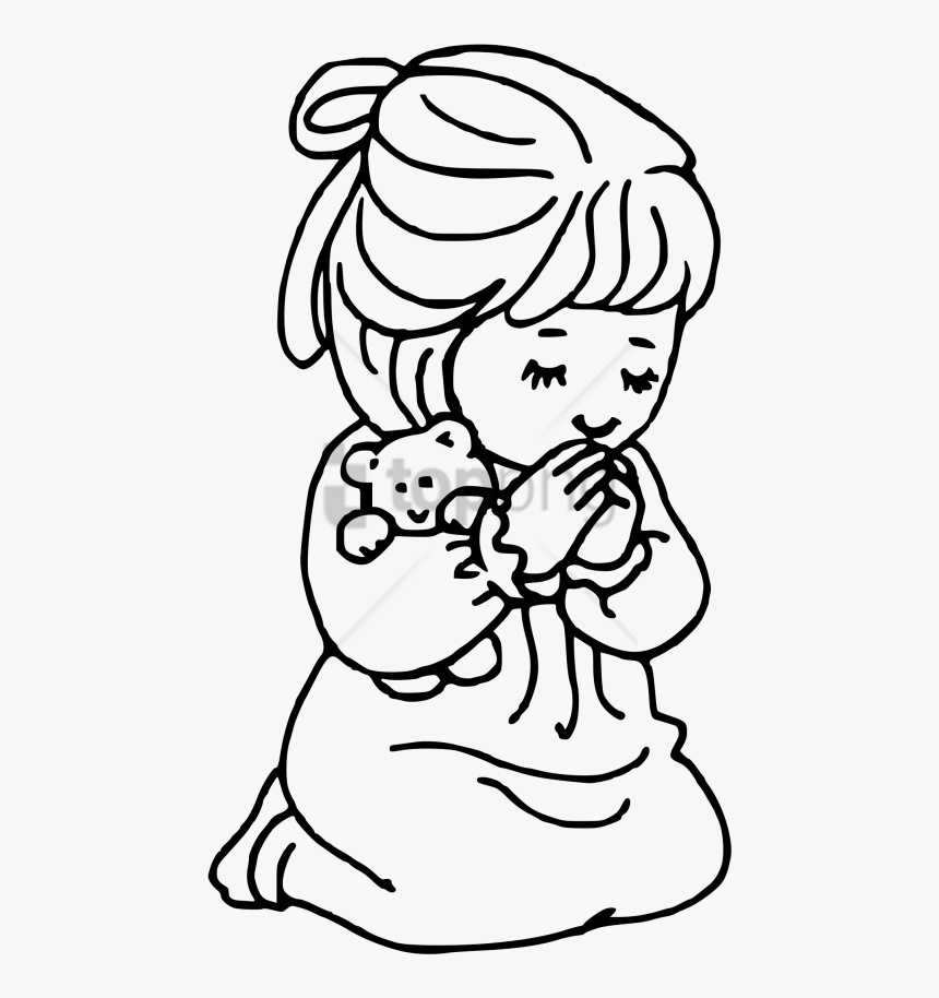 Free Png Drawing Of A Girl Praying Png Image With Transparent - Pray Clipart Black And White, Png Download, Free Download