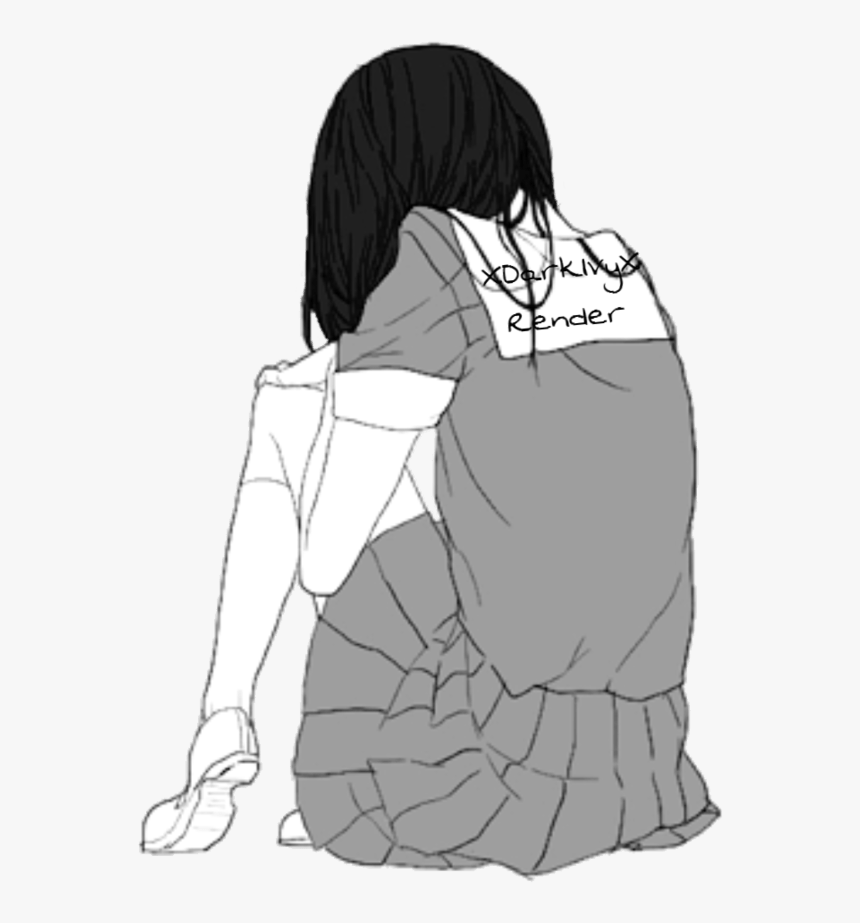 Depressed Anime Girl Drawing - Sad Anime Girl Png, Transparent Png ...