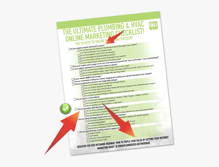 Plumbing & Hvac Internet Marketing Checklist - Brochure, HD Png Download, Free Download