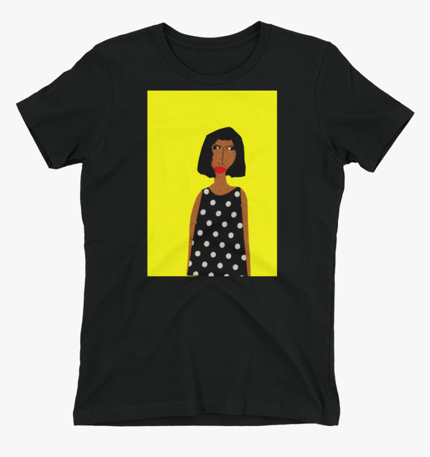 Polka Dot Dress Against Yellow Mockup Front Flat Black - Transparent Background Women T Shirt Transparent, HD Png Download, Free Download