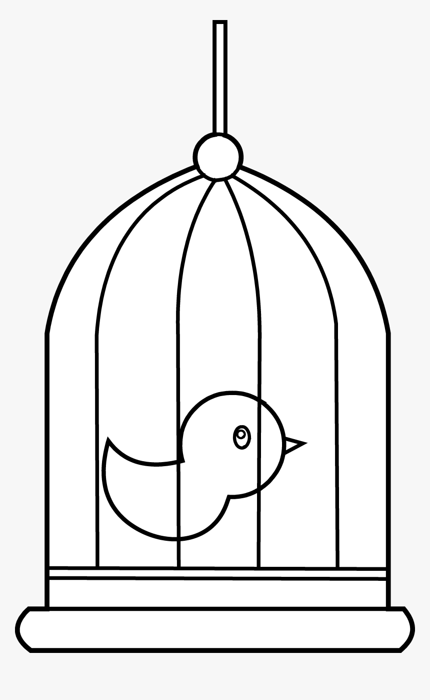 Bird In Coloring Page - Bird In Cage Outline, HD Png Download - kindpng