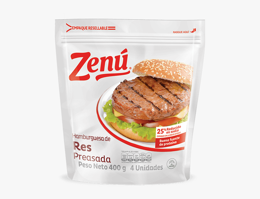 Hamburguesa De Res Preasada - Carne De Hamburguesa Zenu, HD Png Download, Free Download