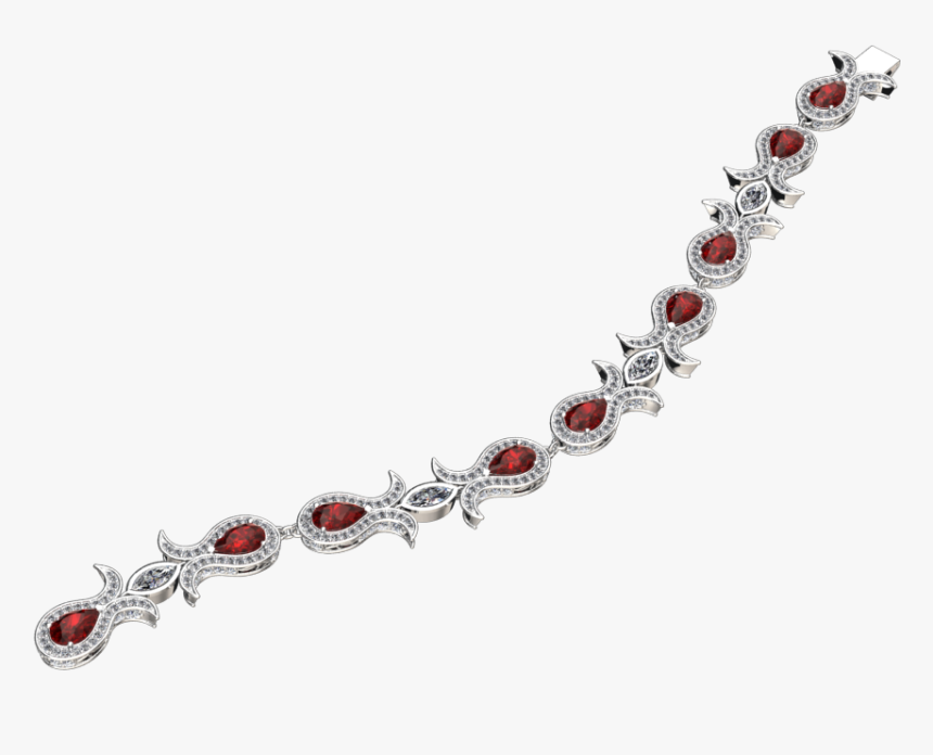 Pear Shape Ruby And Diamond Bracelet Style - Necklace, HD Png Download, Free Download