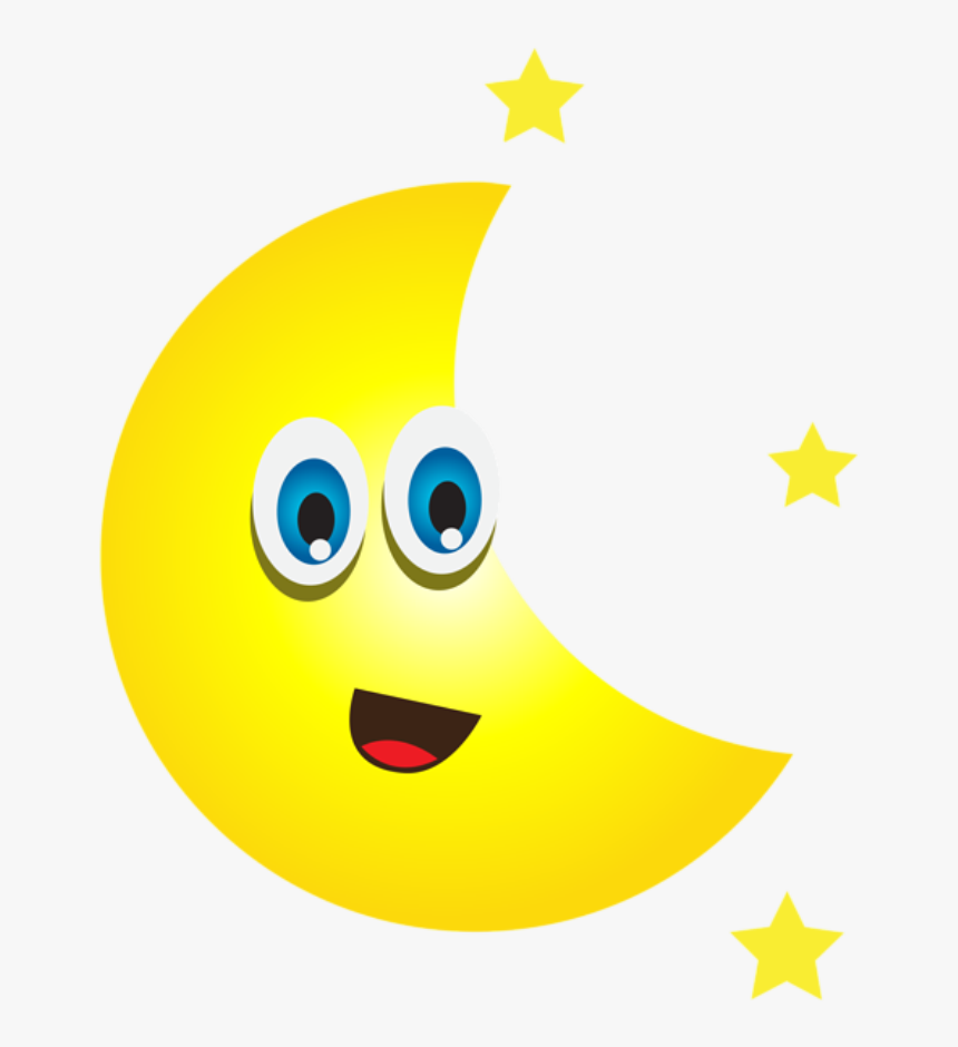 Lua Crescente Com Estrelas 2 - Cartoon Pictures Of Moon, HD Png Download, Free Download