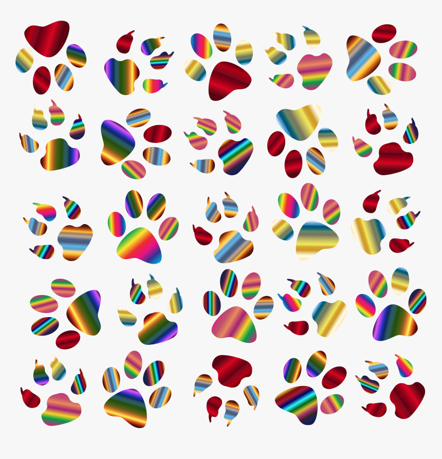 Transparent Paw Print Clipart - Clipart Colorful Paw Prints Pattern, HD Png Download, Free Download