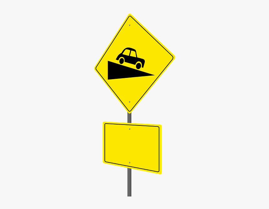 Road Sign, Steep Hill Ahead, Warning Sign, Blank Sign - Traffic Sign, HD Png Download, Free Download