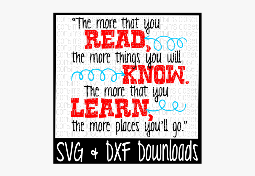 Free Dr Seuss * Learn * Read * Seuss Cut File Crafter - Dr Seuss Cut File, HD Png Download, Free Download