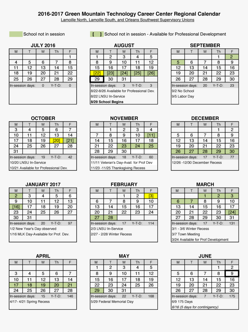 school calendar