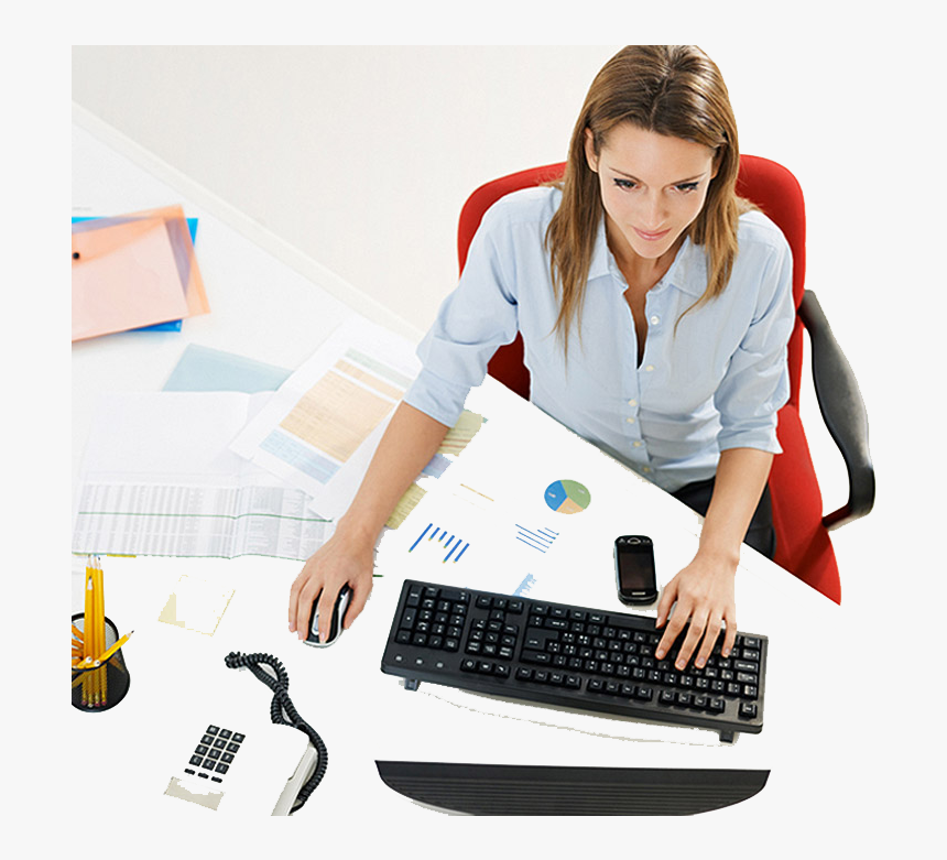 Office Girl Png Image Free Download - Girl With Computer Png, Transparent Png, Free Download