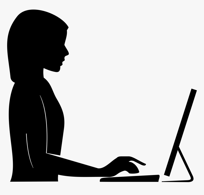 Female Silhouette Computer Icons Clip Art - Woman Computer Silhouette, HD Png Download, Free Download