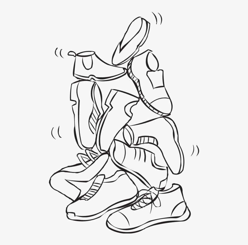 Bunch Of Shoes Stacked On Top Of Each Other To Form - Line Art, HD Png Download, Free Download