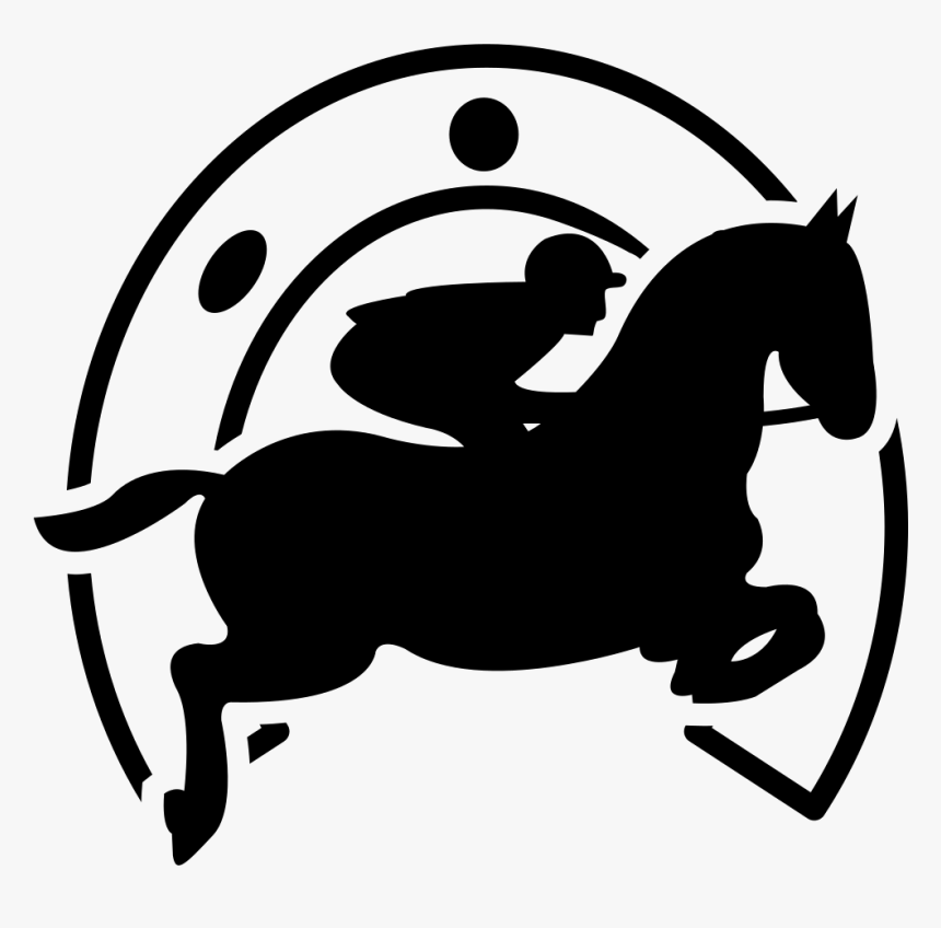 Jumping Horse With Jockey In Front Of A Horseshoe Horse And Jockey Svg Hd Png Download Kindpng