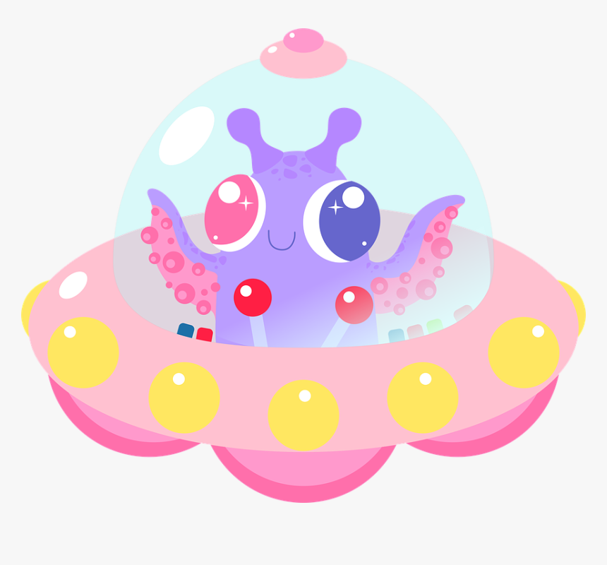 Ufo, Saucer, Flying, Alien, Extra, Terrestrial, Martian - Kawaii Ufo, HD Png Download, Free Download