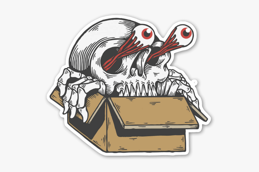 Skull Box Sticker - Cartoon, HD Png Download, Free Download