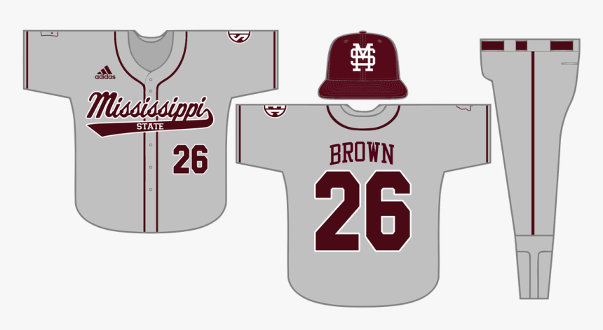 Transparent Mississippi State Png - Mississippi State Grey Baseball Jersey, Png Download, Free Download