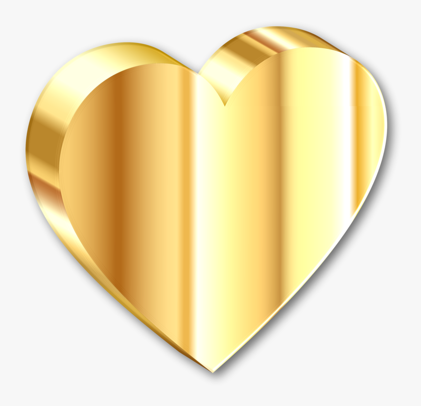 Heart,gold,shadow - Clipart 3d Heart Gold, HD Png Download, Free Download