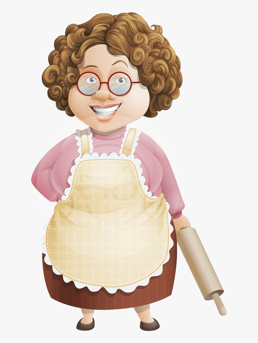 Granny Five Course Meal - Old Woman Chef Cartoon, HD Png Download, Free Download