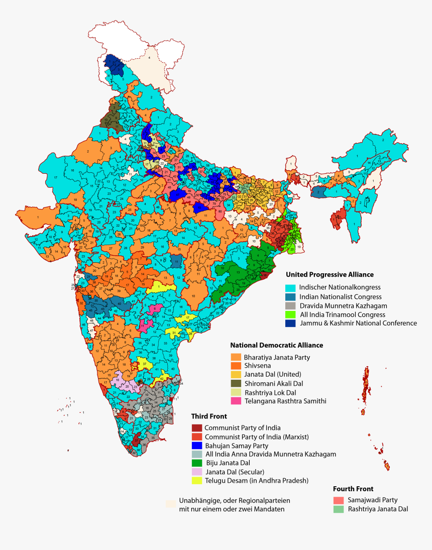 Indische Parlamentswahlen 2009 - India Map With State Vector, HD Png Download, Free Download