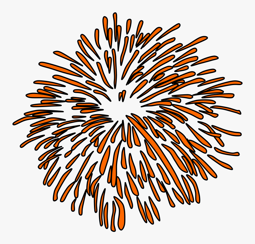 Fireworks, Burst, Style 1, Orange - Fireworks Line Drawing, HD Png Download, Free Download