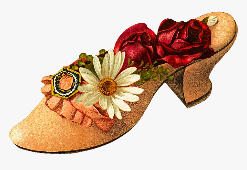 Victorian - Clipart - Shoe With Flower Clipart, HD Png Download, Free Download