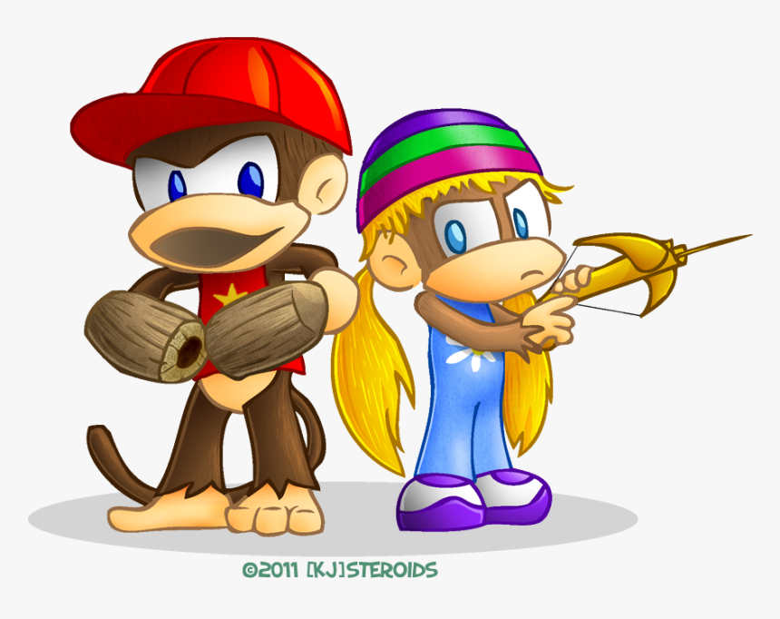 Diddy And Tiny Kong By Kjsteroids - Diddy Kong And Tiny Kong, HD Png Download, Free Download